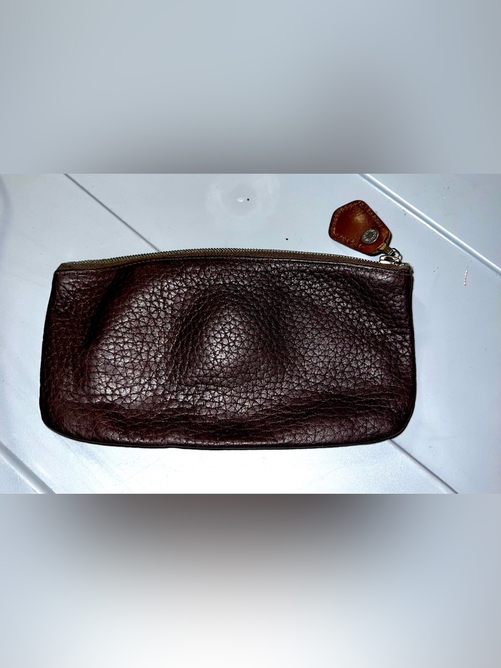 VINTAGE Dooney & Bourke Pebbled Leather Cosmetic Bag - Dark Brown - Picture 4 of 6